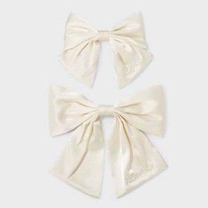 Mommy & Me Hair Bow Set 2pc - A New Day™ Cream - 1 of 2