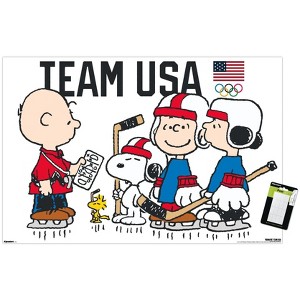 Trends International Team USA x Peanuts – Olympic Hockey Team Unframed Wall Poster Prints - 1 of 4