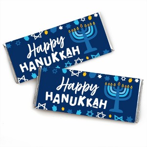 Big Dot of Happiness Hanukkah Menorah - Candy Bar Wrapper Chanukah Holiday Party Favors - Set of 24 - 1 of 4