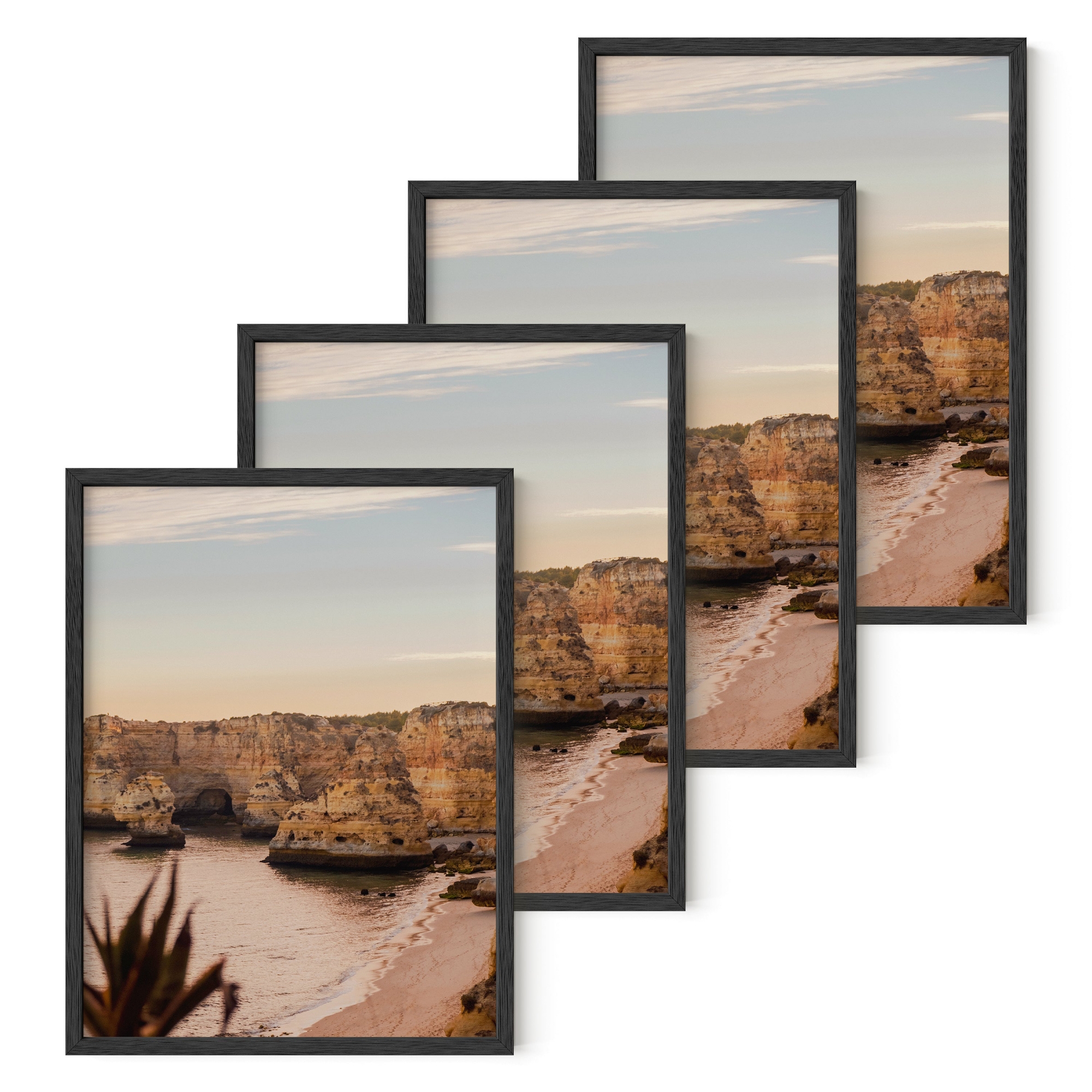 Haus and Hues Set of 4 Picture Frame with Plexiglass Cover, Black Oak, 12x16