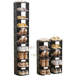 Space-Saving Shoe Rack for Small Spaces - Vertical Plastic Organizer Fits in Narrow Entryways & Closets, Free-Standing Design - 1 of 4