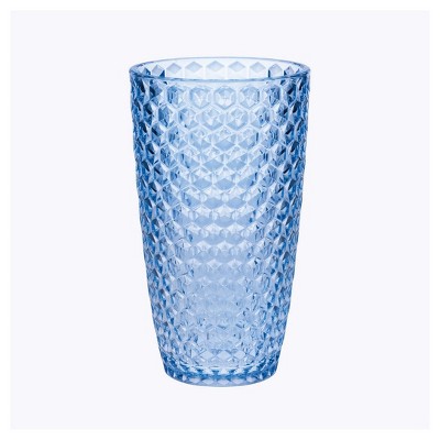 Diamond Cut Acrylic Glasses Drinking Set of 4 (19oz), Plastic Drinking Glasses, BPA Free Cocktail Glasses, Drinkware Set, Drinking Water Glasses