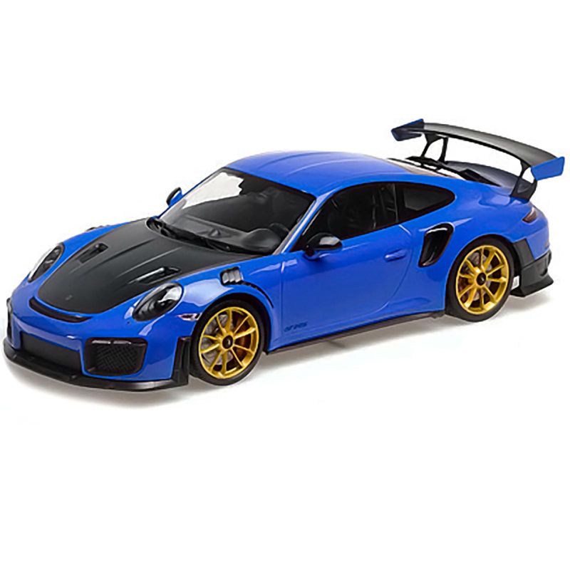 2018 Porsche 911 GT2RS (991.2) Blue with Carbon Hood and Golden Wheels Ltd Ed to 300 pcs 1/18 Diecast Model Car by Minichamps, 2 of 5