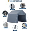 10x10FT Outdoor Storage Shed,Portable Carport with Roll-up Zipper Door and Windows,Waterproof,Storage Sheds for Motorcycle,Firewood,Garden Tools - 4 of 4