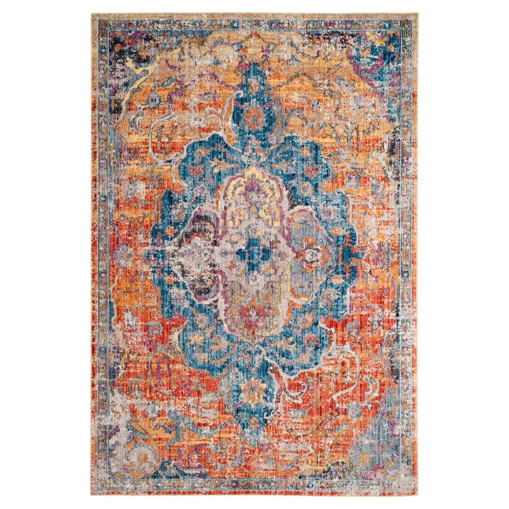 Blue/orange Medallion Loomed Accent Rug 4'x6' - Safavieh