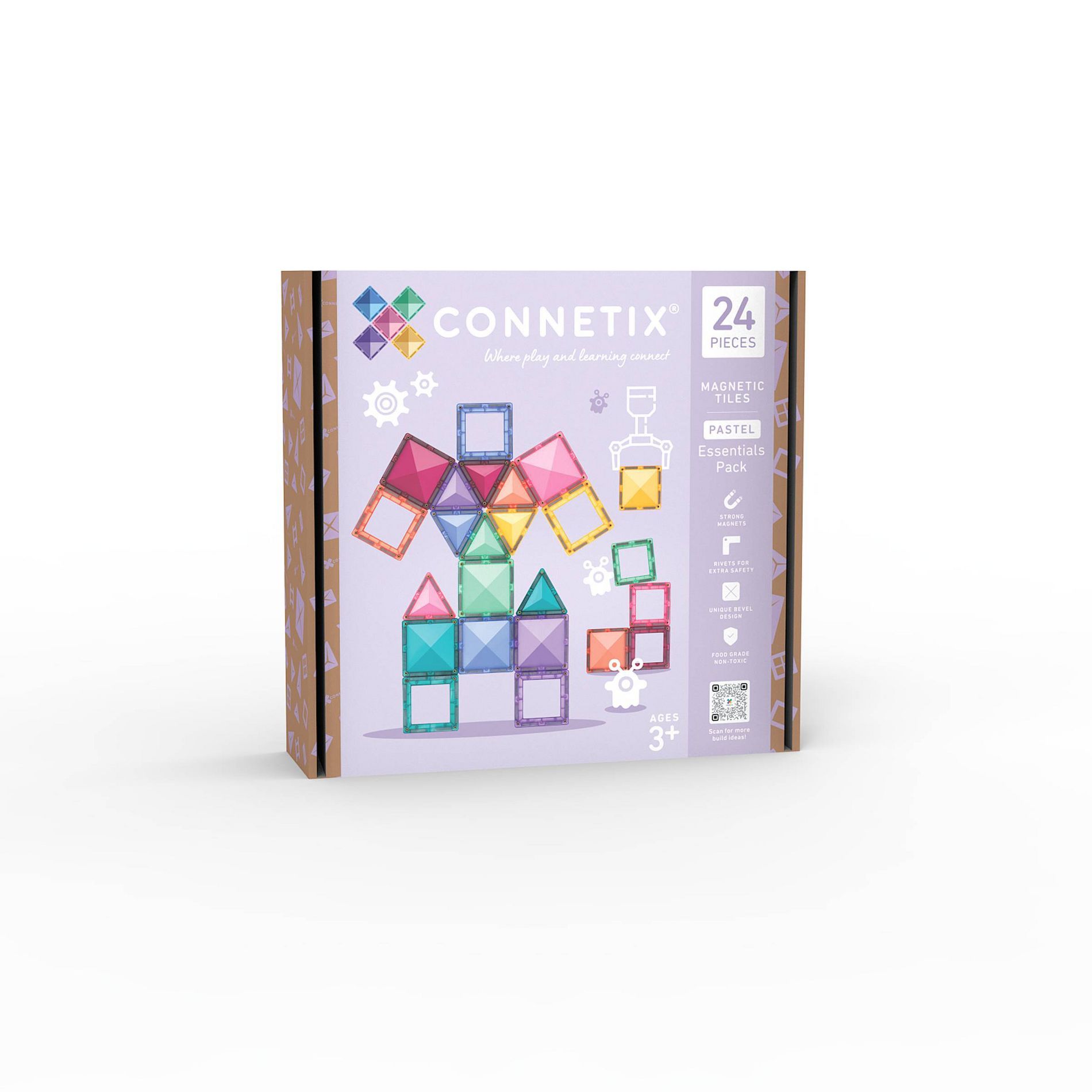 CONNETIX Magnetic Tiles Pastel Essentials Pack Building Blocks 24pc
