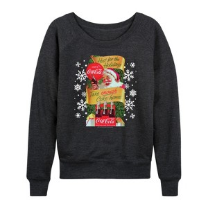 Women's - Coca-Cola - Host The Holidays Lightweight French Terry Wide Neck Long Sleeve Graphic Shirt - 1 of 4
