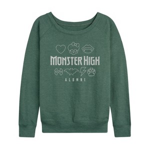 Women's - Monster High - Alumni Dead Luxe Lightweight French Terry Wide Neck Long Sleeve Shirt - 1 of 4