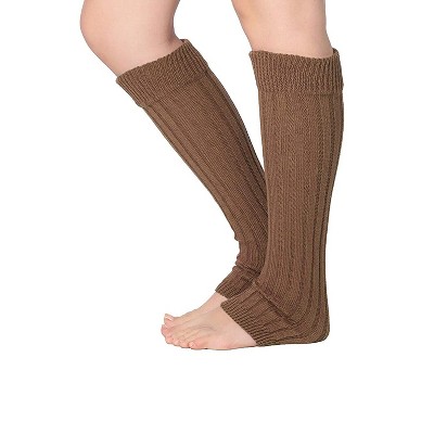 Isadora Paccini Women's 80s Style Ribbed Deep Mocha Brown Leg Warmers for Parties & Sports Accessories