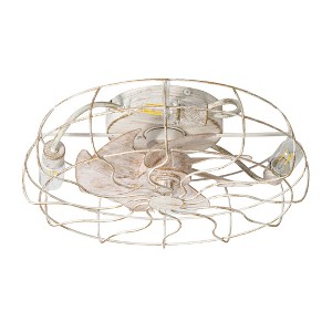 Airsurfer 19" Caged Enclosed Low Profile Ceiling Fan with Lights and Remote Control - 1 of 4