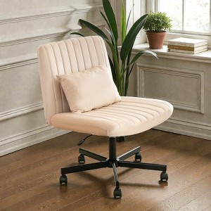 Mshliw Velvet Criss Cross Office Chair with Armrests, Adjustable Height, Swivel Base, Ergonomic Padded Seat and Support Pillow for Home Office - 1 of 4