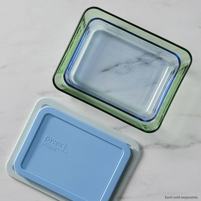 Pyrex® Simply Store® Tint 4pc Lidded Rectangle Storage Set Green: Glass Baking Dish, Microwave-Safe, 24 Volume Capacity