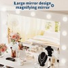 55" Makeup Vanity Desk with Mirror and Lights, Large Wooden Dressing Table with 7 Drawers & Cabinet, Modern Makeup Vanity Table for Bedroom - 2 of 4