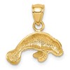 Black Bow Jewelry 14k Yellow Gold Satin and Diamond Cut Manatee Calf Pendant - 3 of 4