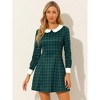 INSPIRE CHIC Women's Peter Pan Collar Fit and Flare Mini Plaid Tartan A Line Dresses - 3 of 4