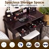 Tangkula Vanity Table Makeup Dresser Desk w/LED Light Drawers & Stool Black/Brown/White - 4 of 4