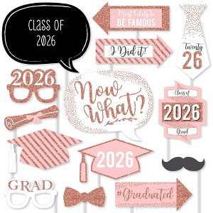 Big Dot of Happiness Rose Gold - 2026 Graduation Party Photo Booth Props Kit - 20 Count - 1 of 4