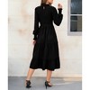 BLUEMING Womens Long Sleeve A-Line Dress High Wasit Ruffle Tiered Dress Shirred Smocked Flowy Maxi Dress - 3 of 4
