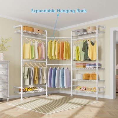 White Industrial Pipe Wall Mounted Closet System with Shelves