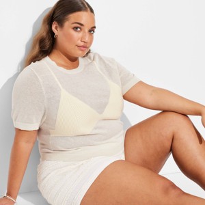 Women's Short Sleeve Crewneck Bikini Pullover Sweater - Wild Fable™ - 1 of 3