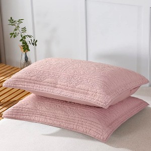 LISM 100% Cotton Quilted Pillow Shams, 26" x 20" (Pack of 2) - 1 of 4