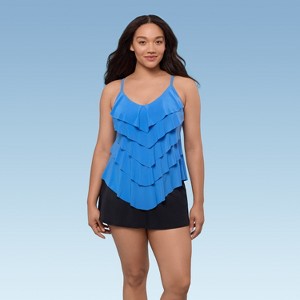 Trimshaper Women's Rachel 5 Tier Ruffle Tankini Swimsuit Top - 1 of 3