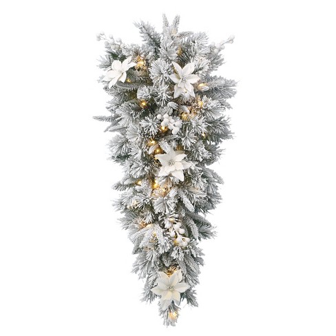 National Tree Company Pre-lit Artificial Christmas Hanging Snowflakes Door  Decoration, Green, Glittery Bristle Pine, White Lights,77 Inches : Target