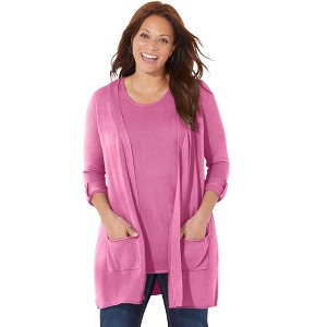 Catherines Women's Plus Size Petite Cashmiracle Cardigan - 1 of 4