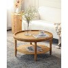 Bella Depot Rustic 31.3" Round 2-Tier Coffee Table Cocktail Table with Beaded Trim and Solid Wood Legs - 2 of 4