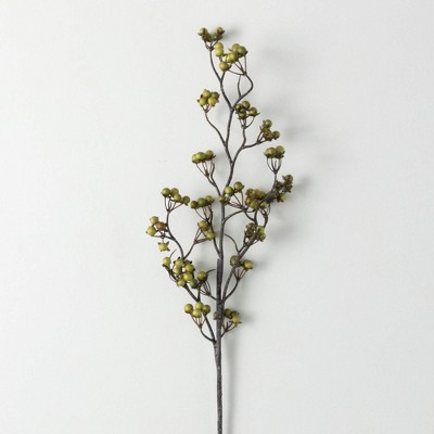 28"H Sullivans Artificial Christmas Green Berry Twig Spray, Indoor Christmas Decor