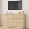 Rattan 7 Drawer Dresser, 55in Wide 7 Chest of Drawers with Metal Handles and Wooden Sturdy Base for Bedroom Living Room Nursery - 2 of 4