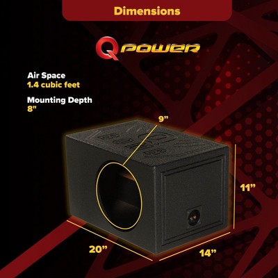 RI Audio 8" Shallow Ported Subwoofer Box – Single Sub, Vented, Grey