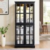 Tall Antique Lighted Glass Display Cabinet with Adjustable Shelves,Vintage Curio Showcase for Collectibles Storage-Baofuwish - 2 of 4