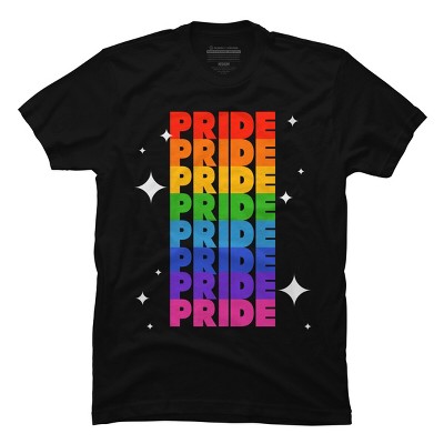 Adult Design By Humans Rainbow Pride Word Stack With Stars By Billmedzz T-Shirt