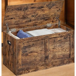 Farmhouse Style Storage Chest and Shoe Bench with Safety Hinges - Versatile Storage Solution, 15.7 x 31.5 x 18.3 Inches - 1 of 4