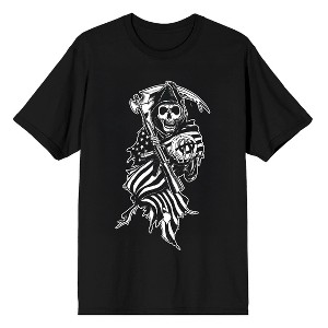 Sons Of Anarchy American Flag Reaper Adult Black Crew Neck Short