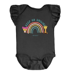 The Juniper Shop Mini Smiley Keep On Smiling Rainbow Flutter Sleeve Bodysuit - 1 of 4
