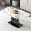 FURNIinspire Dining Tables Modern Rectangular Marble Look Table with MDF U Shaped Legs for Dining Room and Living Room, White, 63"*35.4"*30" - 2 of 4