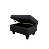 DOMETOUR Linen Living Room Ottoman - Stylish Upholstered Footstool for Modern Spaces Black Gray - 3 of 4
