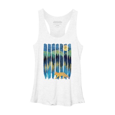 Women's Design By Humans Fox Forest Night By Maryedenoa Racerback Tank Top