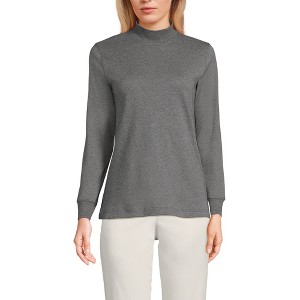 Lands' End Women's Relaxed Cotton Long Sleeve Mock Turtleneck - 1 of 4