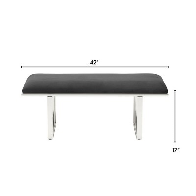 Remi French Dark Gray Velvet Upholstered Entryway Bench