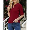 Womens Summer Shirts Short Sleeve V Neck Knit Polo Sweaters Ruffle Tops for Women - 4 of 4