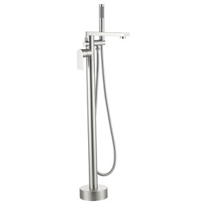 WOWOW Single Handle Freestanding Tub Faucet with Hand Shower in Brushed Nickel - 1 of 4