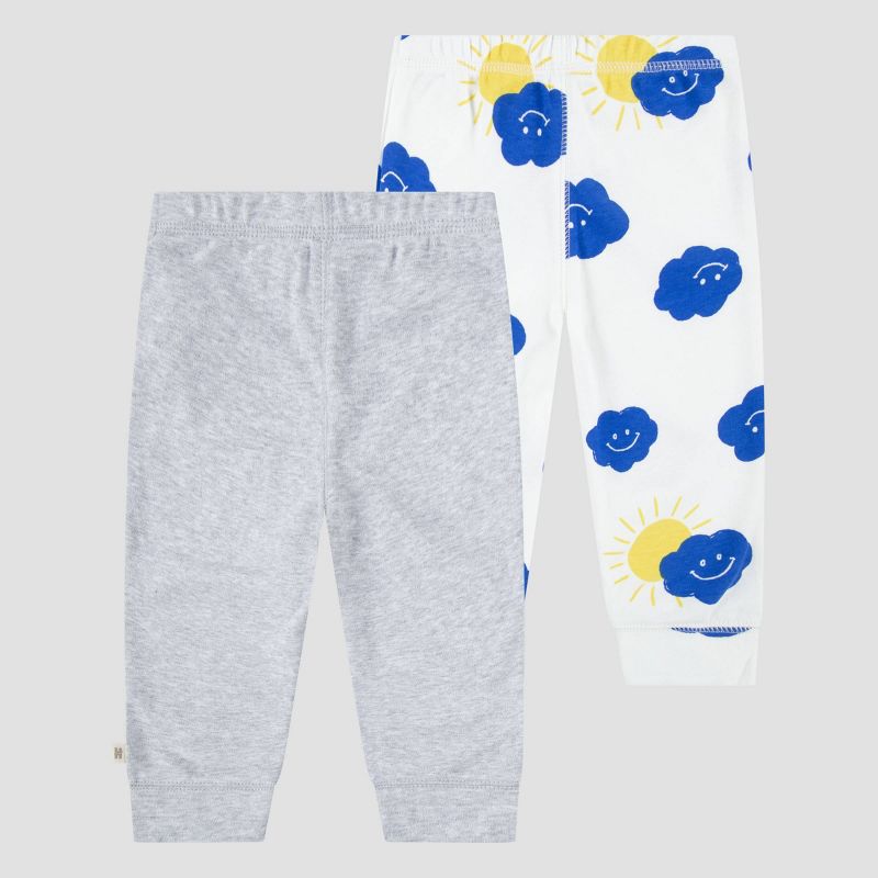 Huggies Baby Boys' 2pk Cloud Organic Pants - Blue/White/Yellow, 2 of 23