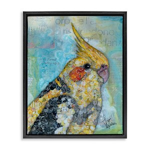 Stupell Industries Jolly Cockatiel Bird Assorted Layered Animal Collage Black Floater Framed Canvas Wall Art - 1 of 4