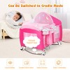 Infans 4-in-1 Portable Baby Playard w/Changing Table, Diaper Storage Bag, Music Box, Wheels with Brake, Foldable Newborn Play Yard w/Carry Bag, Pink - 4 of 4