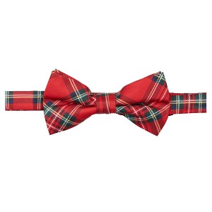Jacob Alexander Men's Red Christmas Plaid Pre-Tied Adjustable Banded Bow Tie - 1 of 4