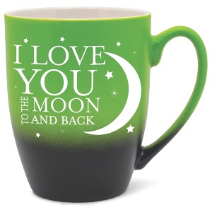 Elanze Designs Love You To The Moon And Back Two Toned Ombre Matte Green and Black 12 ounce Ceramic Stoneware Coffee Cup Mug - 1 of 4
