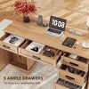 Garvee 58" Fluted Executive Desk, Home Office Desk with Keyboard Tray, 5 Embossed Texture Drawers & Storage Cabinet, Farmhouse Desk for Home Office - 3 of 4